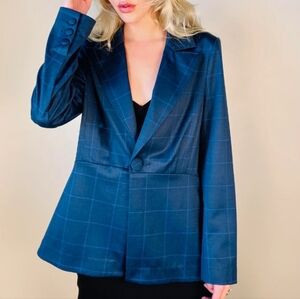 CAbi Blue Checkered Blazer Size 6